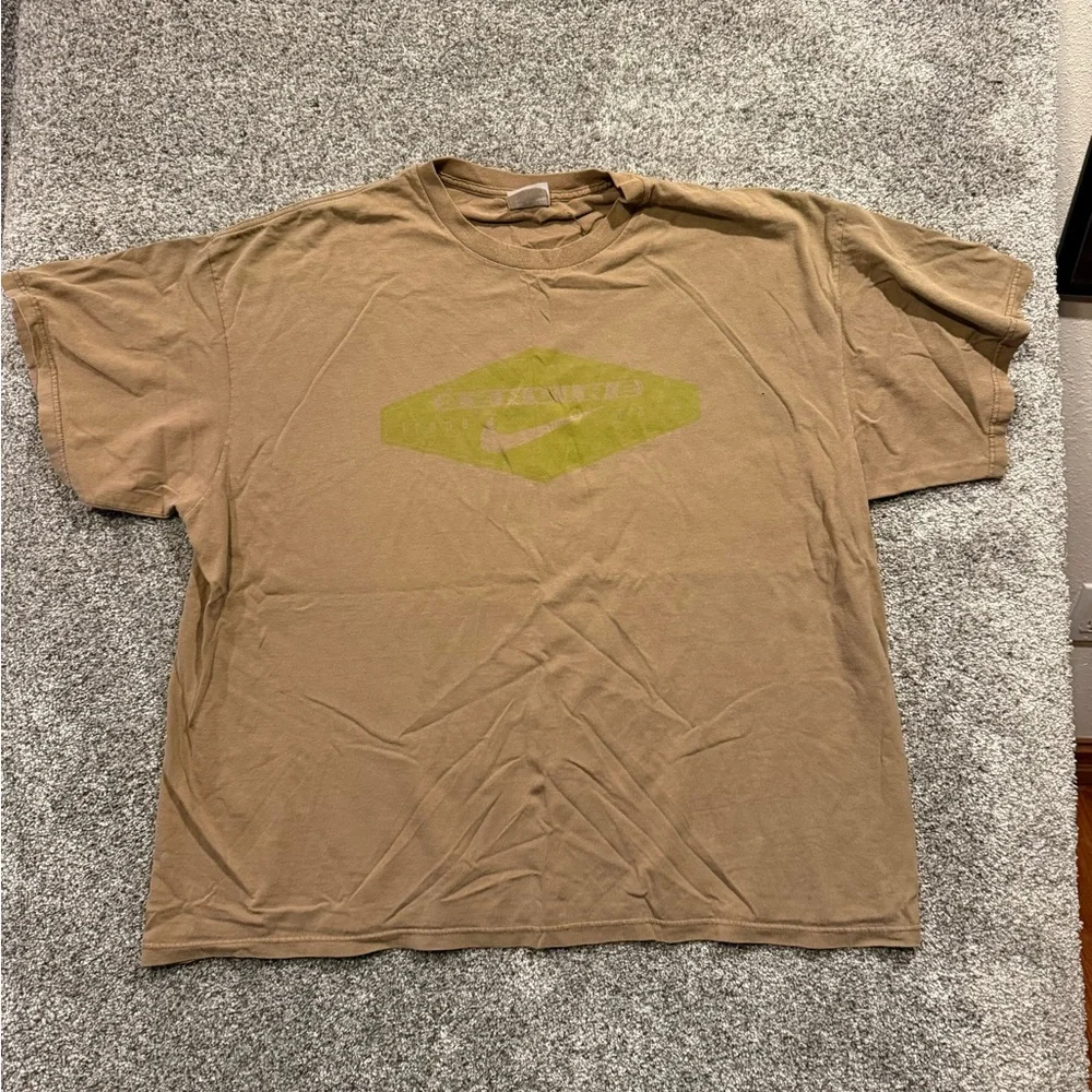 Vintage Nike 90s Y2K‎ Crewneck Shirt XXL Brown Made USA Nike Trade Mark*